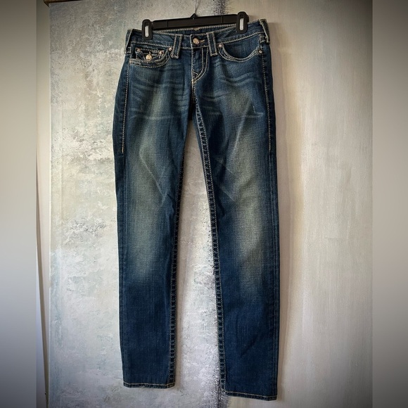 TRUE RELIGION Ricky Flap Pocket Rhinestone Jeans 28 - Picture 4 of 8